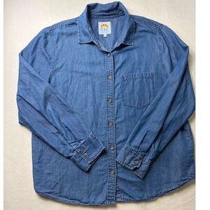 C&C California Chambray Button Down Shirt Blue L Gorpcore Western Minimalist
